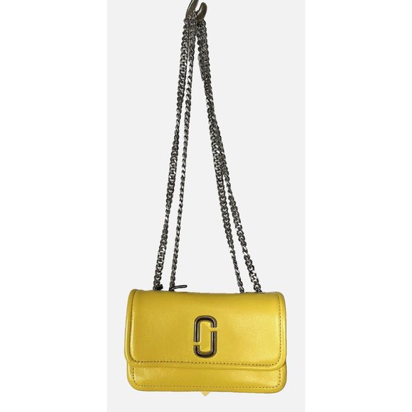 New Marc Jacobs The Glam Shot Mini Flap Crossbody bag Smooth Leather Golden Kiwi - Picture 5 of 6
